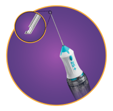 Imagen de producto de la sonda de calibre 27+ Ultravit con primer plano de la punta de la sonda.