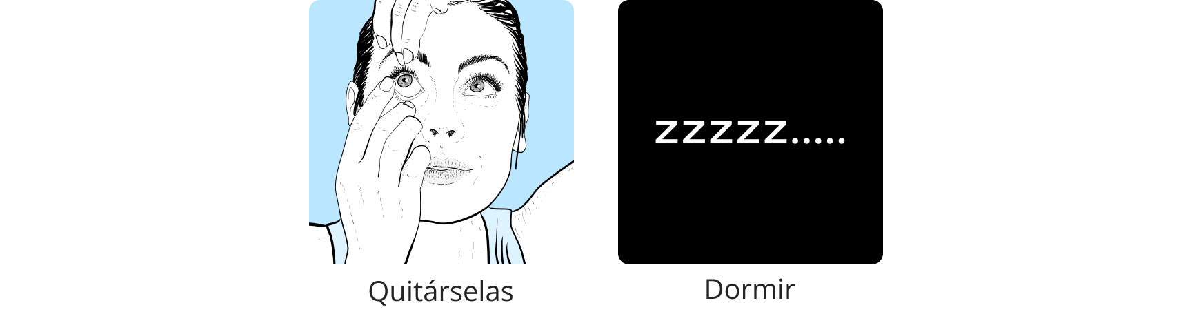 Estuche de lentillas en círculo con flecha y texto 24 horas