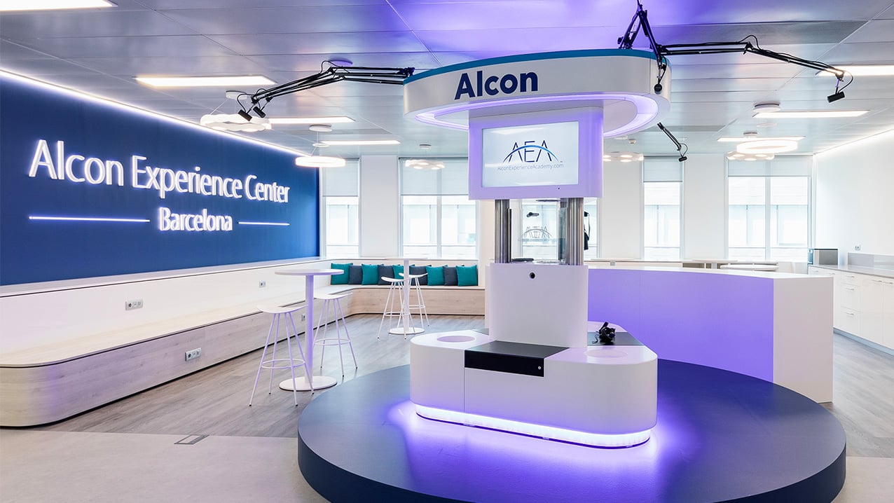 An interior image of the Alcon Experience Center in Barcelona
