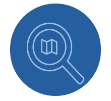 Magnifying glass and map icon