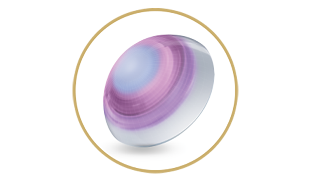 Illustration of profile view of eye experiencing clear vision with Precision Profile Design lens technology