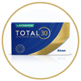 Total30 for Astigmatism monthly replacement contact lens box by Alcon