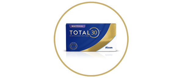 Productverpakking van TOTAL30 Multifocal maandlenzen van Alcon