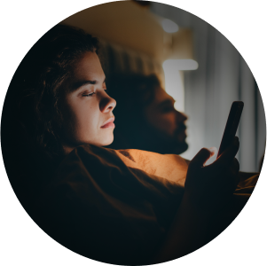 woman looking at her phone